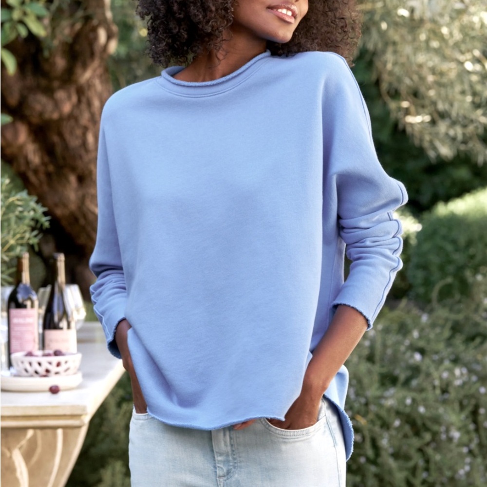 Frank & Eileen Soft Blue Cotton Top Anna lilac triple fleece S